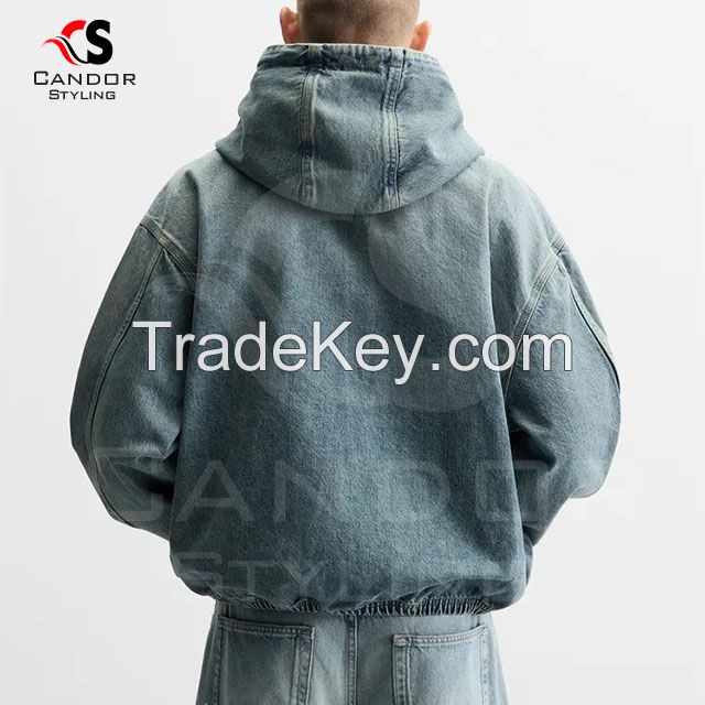 Zipper Hood Denim Jackets for Men & Women