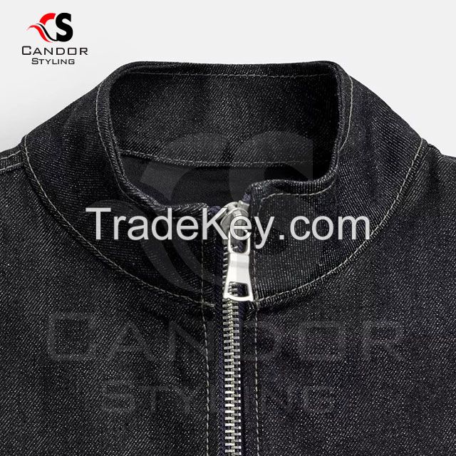 Black Zipper Customizable Denim Jackets for Men & Women