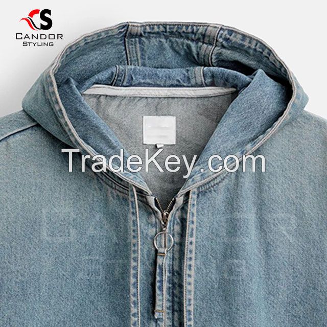 Zipper Hood Denim Jackets for Men & Women