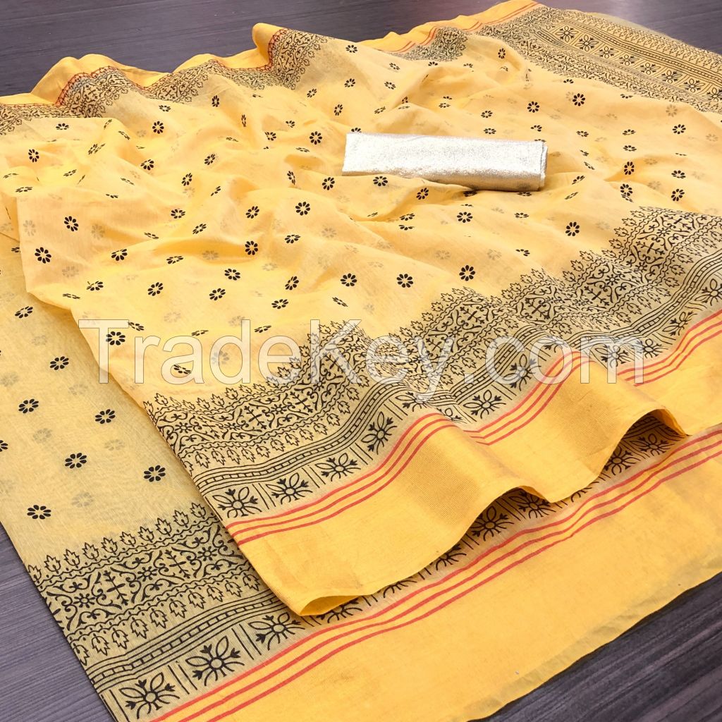 Cotton Blend Printed saree