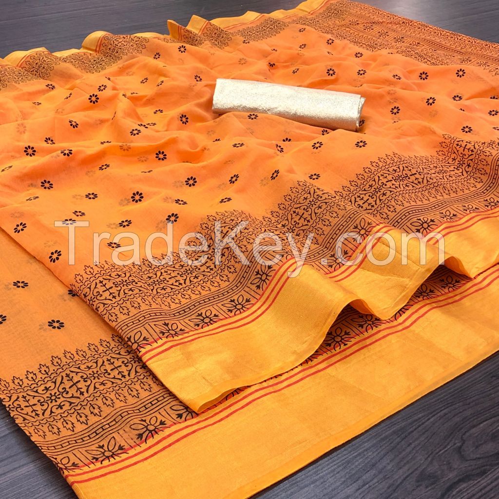 Cotton Blend Printed saree