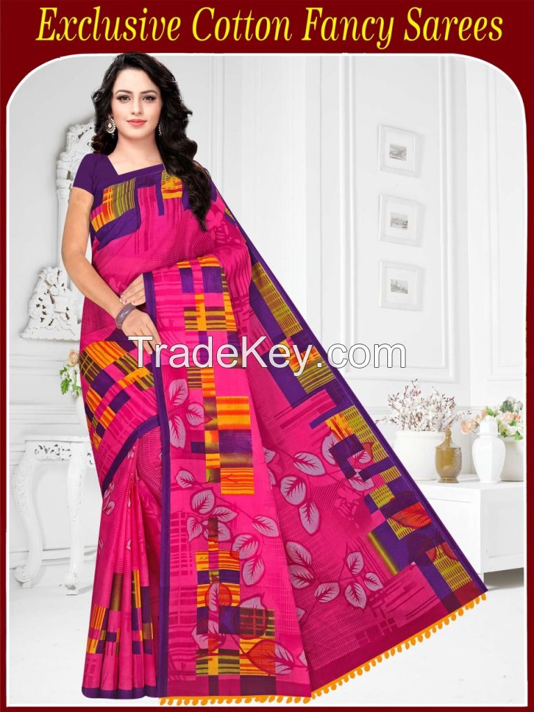 Cotton printed sarees