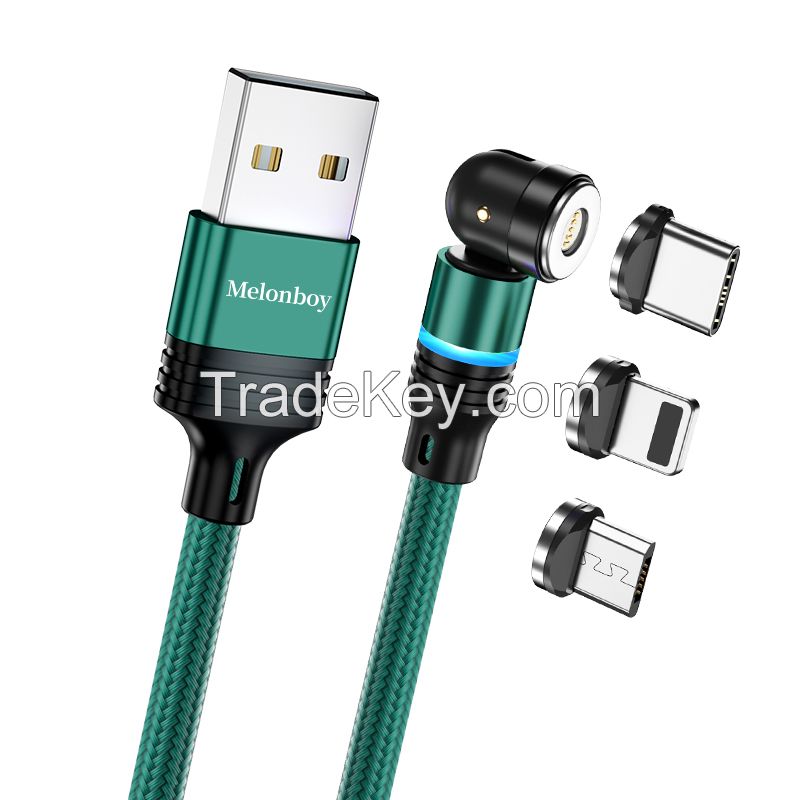 Promotional Gift Mobile Phone 540 Degree Swivel Magnetic USB Charger Cable for iphone android phones