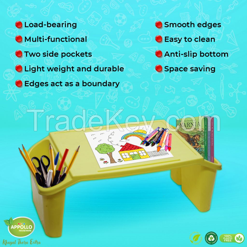 Appollo houseware Kiddy Table high quality light weight easy to handle durable kids table plastic table for homework toddler sketching table arts and craft activity table for kids.