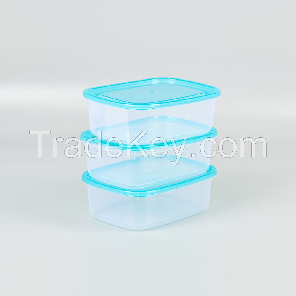 Appollo houseware Crisper Food Keeper Small 3pc Set (3 x 600ml) high quality rectangle light weight food container for refrigerator and microwave easy to handle durable air tight food container plastic food container for storing and freezing food items, u