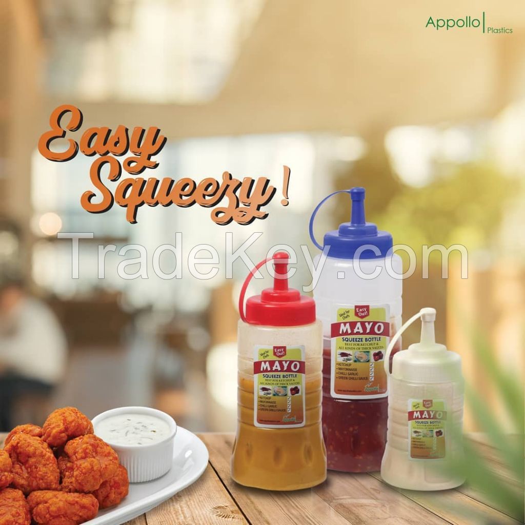 Appollo houseware Mayo bottle Small, Large, X-Large (500ml, 700ml, 1000ml) high quality light weight mayonnaise bottle for parties and picnic easy to handle durable air tight mayo and ketchup jar plastic mayo bottle for storing, unbreakable reusable easy