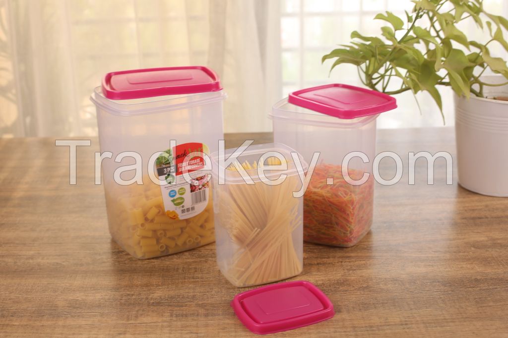Appollo houseware Snack jar 3pc Set (1 Litre, 2 Litre &amp;amp; 3 Litre) best quality vertical snack jar high quality light weight snack jar for refrigerator, microwave and storage easy to handle durable air tight food, unbreakable reusable easy to ca