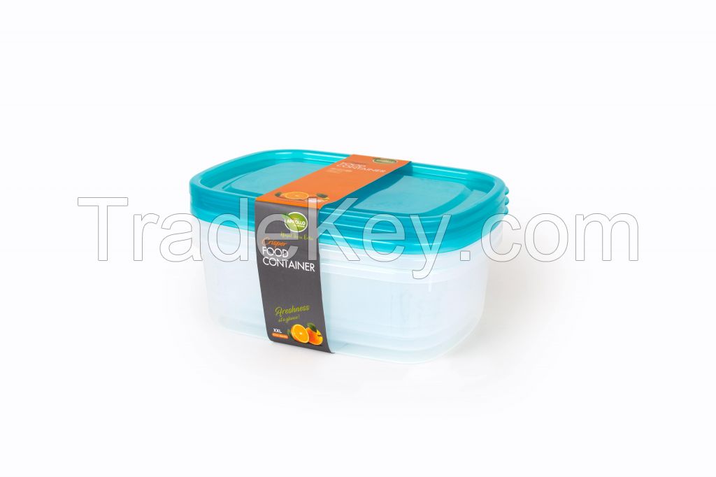 Crisper Food Keeper XXL 3pc Set (3 x 4000ml) high quality rectangle light weight food container for refrigerator and microwave easy to handle durable air tight food container plastic food container for storing and freezing food items.