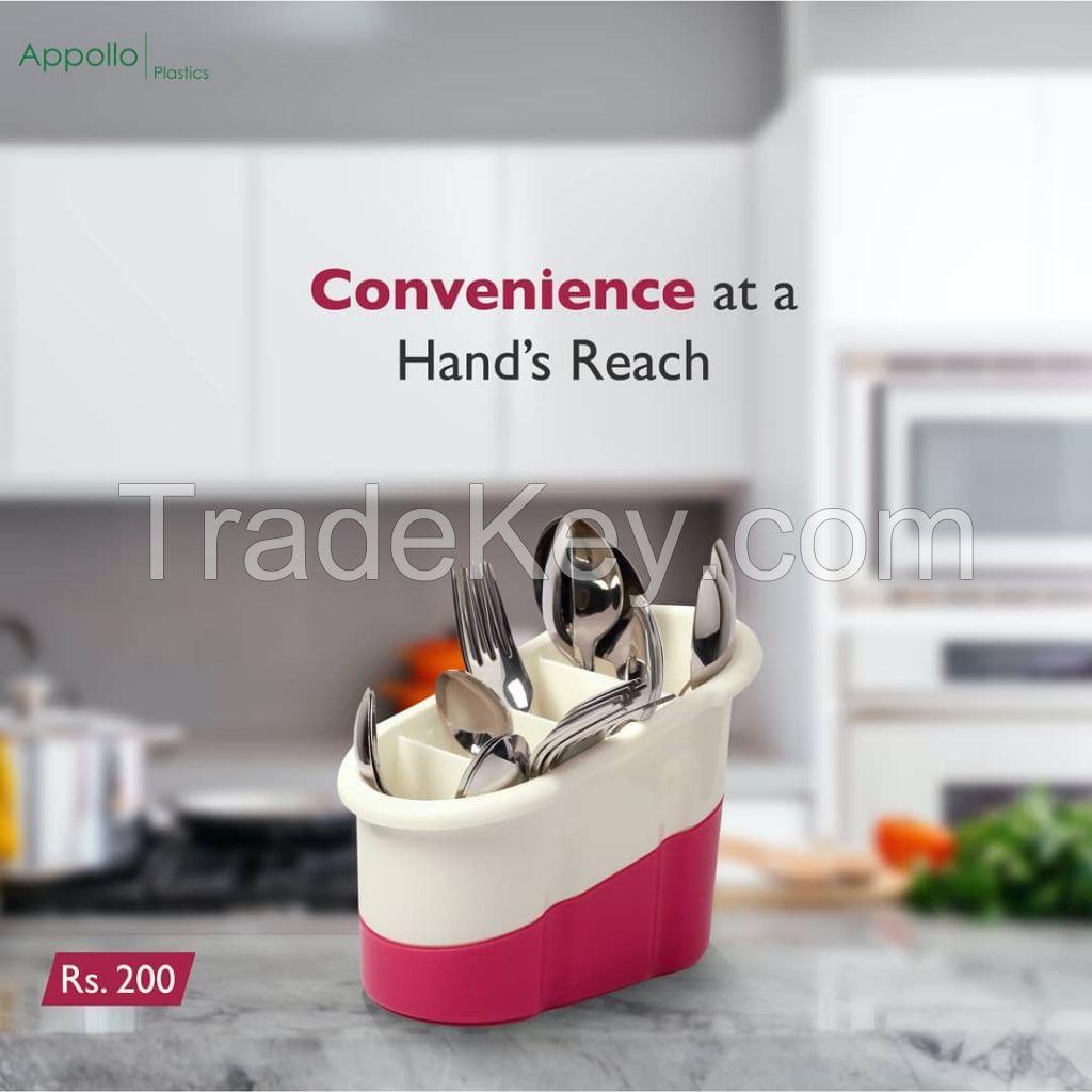 Tulip Utility Stand high quality cutlery stand for kitchen washable easy to handle durable plastic stand for kitchen, unbreakable reusable plastic stand for cutlery, spoon and fork hanger, BPA free hanger.