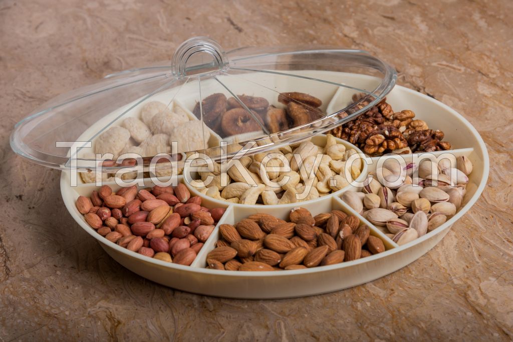 Appollo dry fruit tray with stylish and attractive design, ideal for serving at parties, dinner and picnic, light weight durable dry fruit tray.