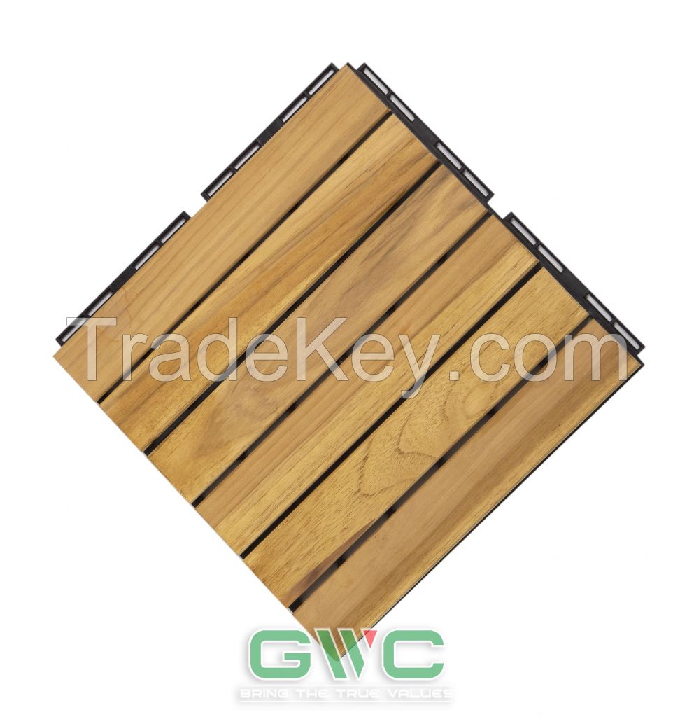 6 slat Teak wood interlocking deck tiles with pack of 10pcs