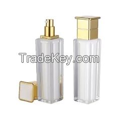 30ml 100ml White Acrylic Empty Square Cosmetic Bottle With Pump Skin Care