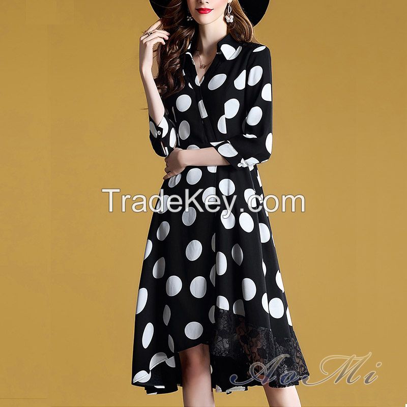 Black White Dot Long Dress