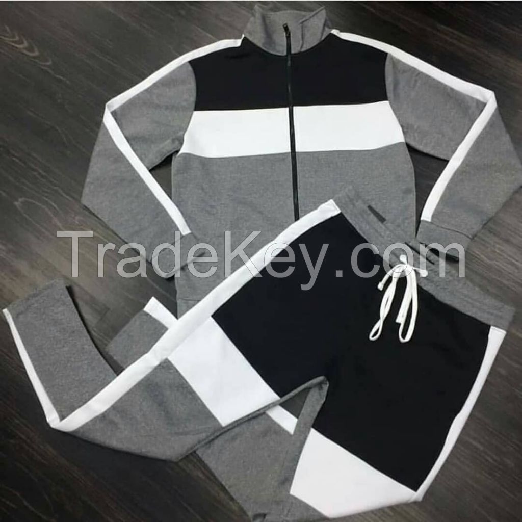 Wholesale OEM Fitted Sweatsuit Tracksuit Zipper Hooded Jogging Men Jogger Track Suit