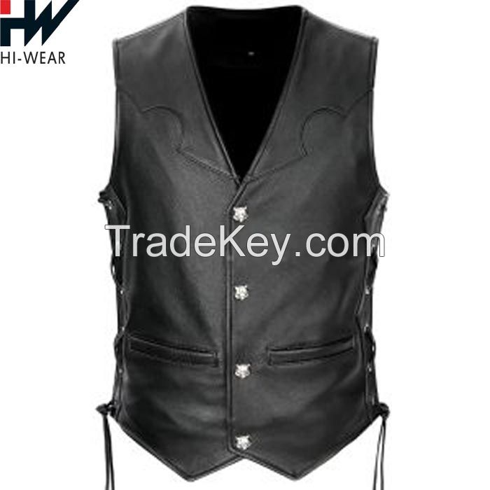 Wholesale Custom Leather Jackets For Men High Quality Biker Men&#039;s Vest