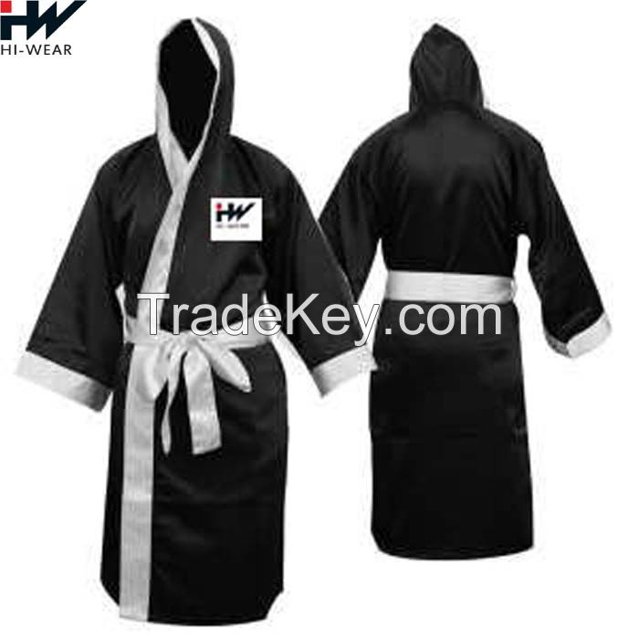 Boxing Robe Professional Custom Made Color Satin Boxing Robe With Hood