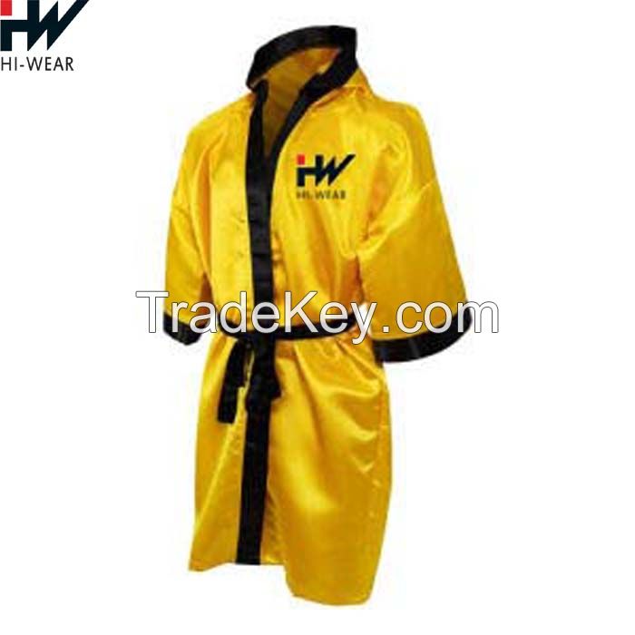 Custom Made Satin Embroidered Boxing Robe With Hood Made Pakistan