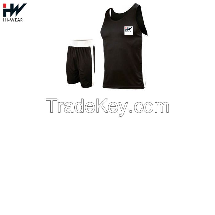 Boxing Uniform Black Kick Boxing Uniform  With  Custom Logo