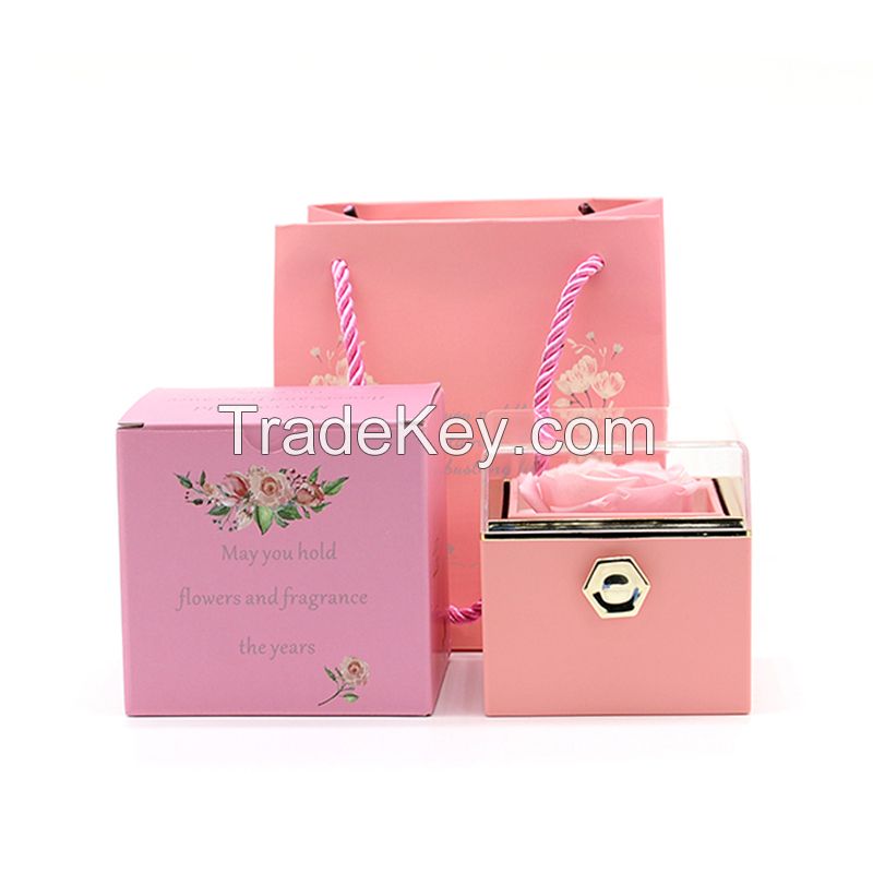 Rotating Preserved Flower Jewelry Box