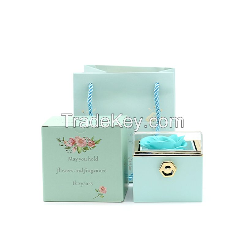 Rotating Preserved Flower Jewelry Box