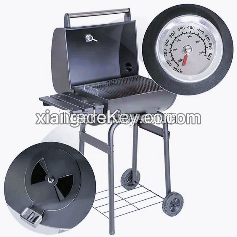 Camping Trolley Charcoal Barbeque Smoker Outdoor BBQ Grill- BG-H01S-W