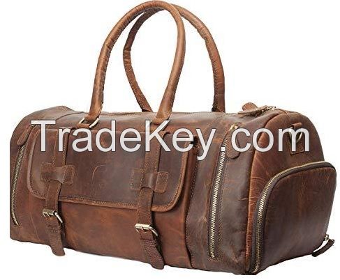 Leather Men's Travel Duffle Luggage Bag