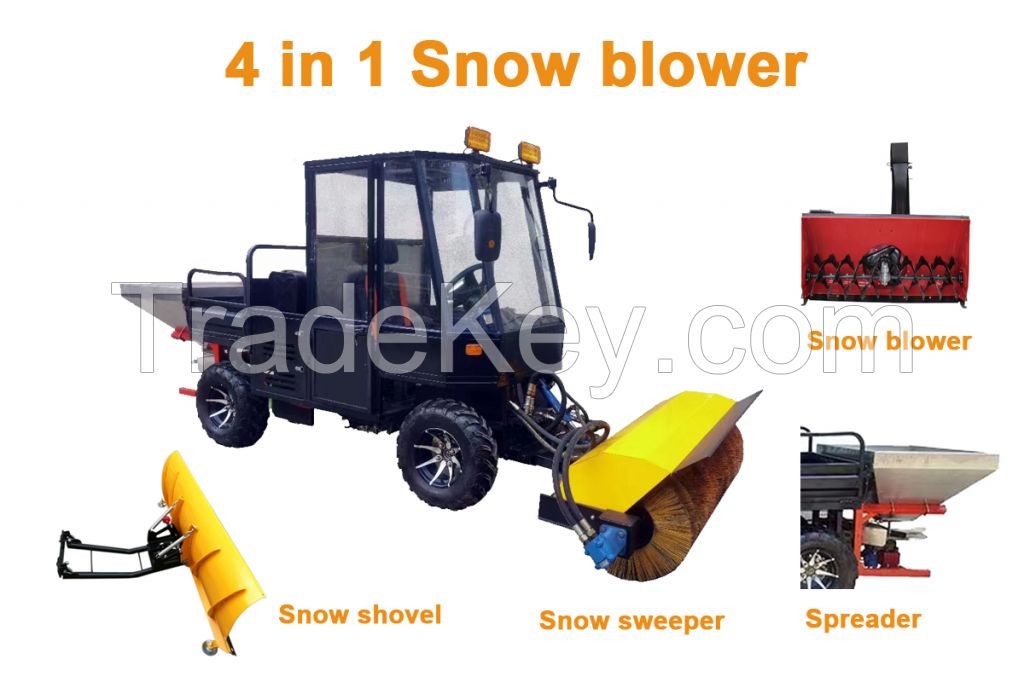 Multi-function snow plough/snow shovel/snow thrower/spreader