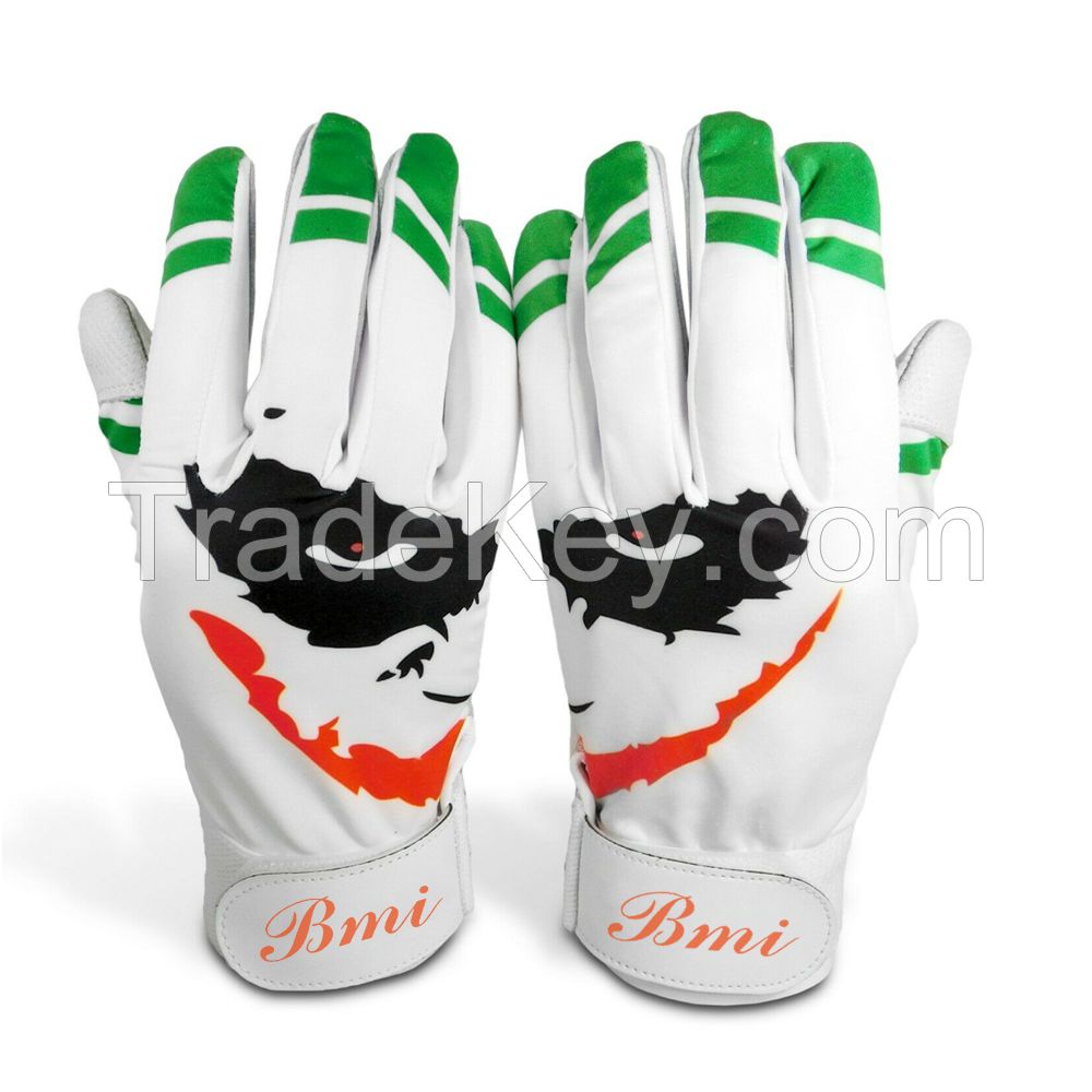 Sublimated Design Goatskin Digital Leather Baseball Batting Gloves