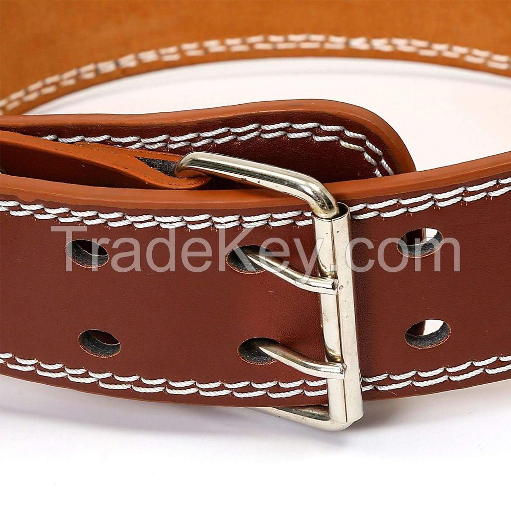 New Arrival Adjustable Leather Weight Lifting Belt Brown