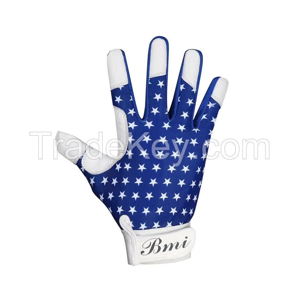 Baseball Batting Glove American Flag Design Full Finger Batting Glove