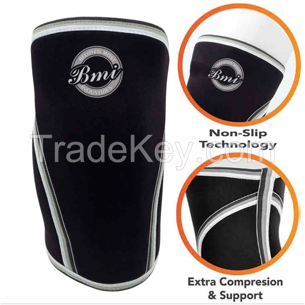 Custom Size Weightlifting Knee Support Powerlifting 7 Mm Neoprene Weight Lifting Knee Sleeve