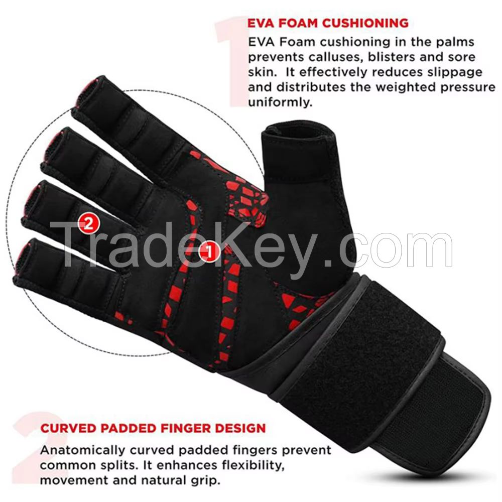 Pakistani Factory Supplier Custom Design Full Palm Protection Gym Gloves