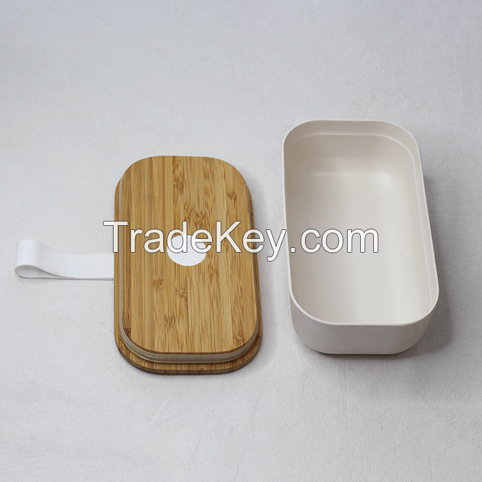 eco friendly custom biodegradable leakproof bamboo fiber lunchbox lunch bento box with bamboo lid