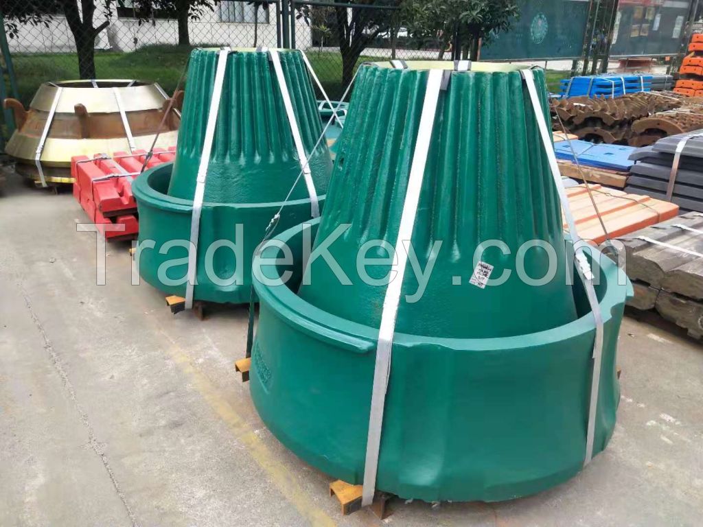 CS430/S3800/H3000 CH420/CH440/H4000/H4800 High Manganese Mantle Concave Cone Crusher Parts Wear Line