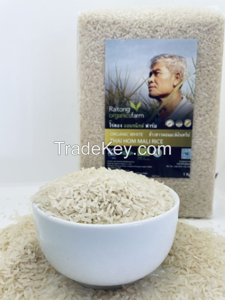 Organic white hom mali (jasmine) rice