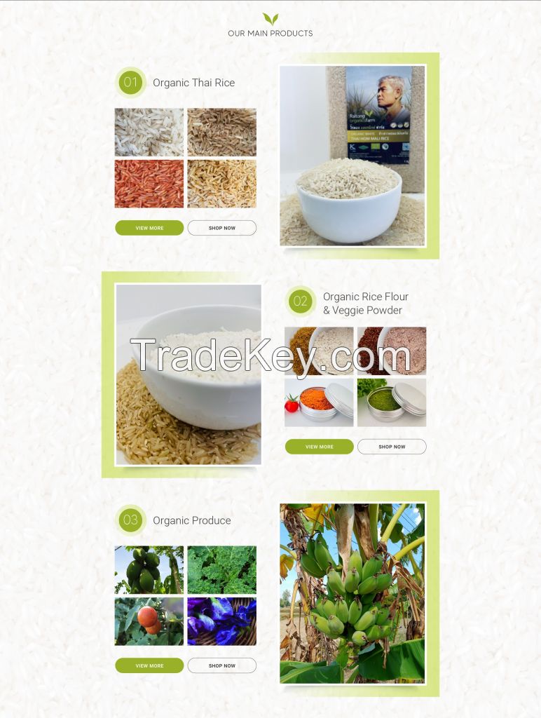 Organic white hom mali (jasmine) rice