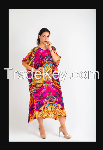 100% Viscose Kaftan in multicolored print