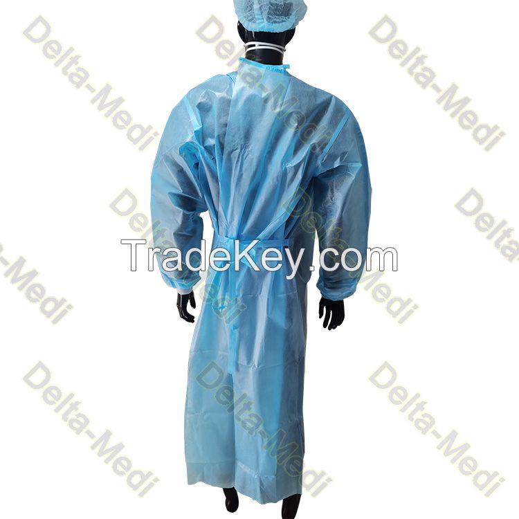 PP Coated PE Film Disposable Isolation Gowns AAMI Level 2 AAMI Level 3