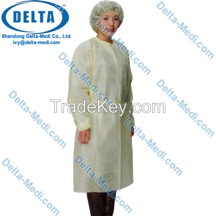 PP Light Yellow Disposable Isolation Gowns Protective Surgery Clothing