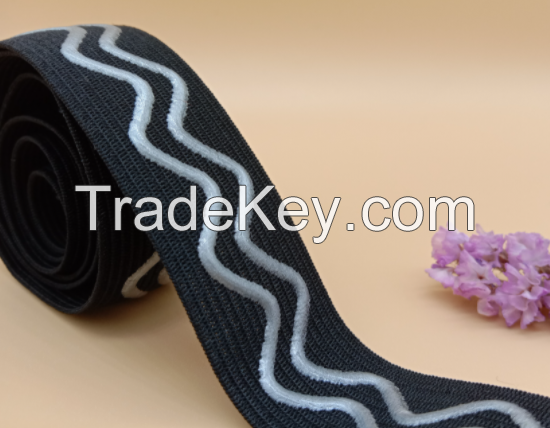 Band Colorful Thick Elastic Tape With Metallic Woven Webbing