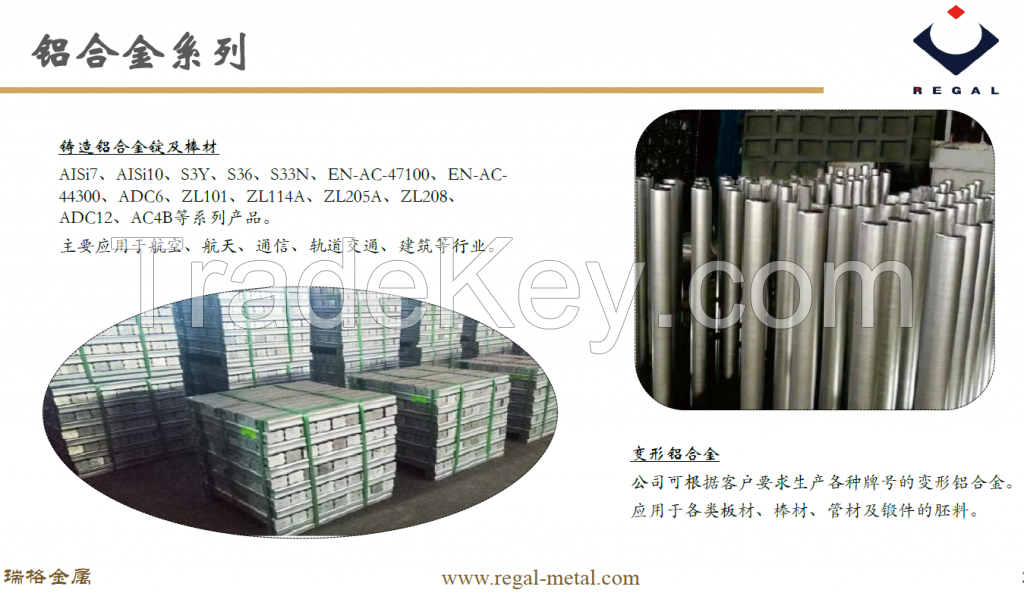 Magnesium ingots, Aluminum ingots, alloys.