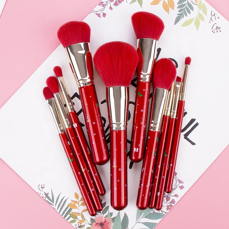 Custom Made Makeup Cosmetic Tools Brush Set Christmas Holidays Makeup Foundation Powder Brushes