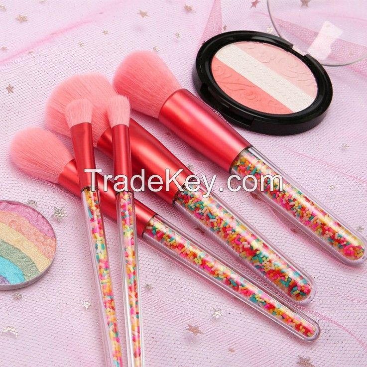 Wholesale Transparent handle Christmas candy makeup brush beauty tool set private label