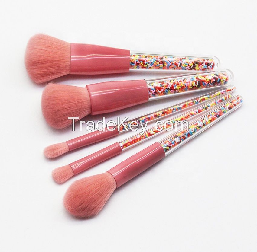 Wholesale Transparent handle Christmas candy makeup brush beauty tool set private label