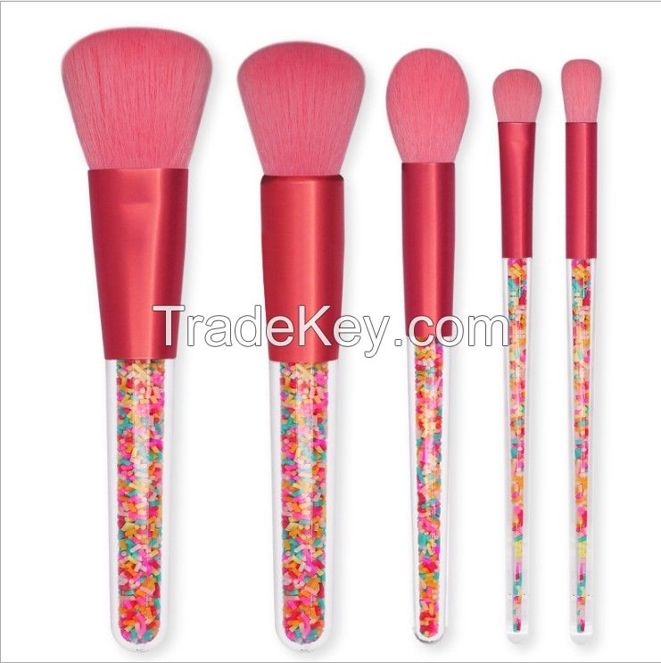 Wholesale Transparent handle Christmas candy makeup brush beauty tool set private label