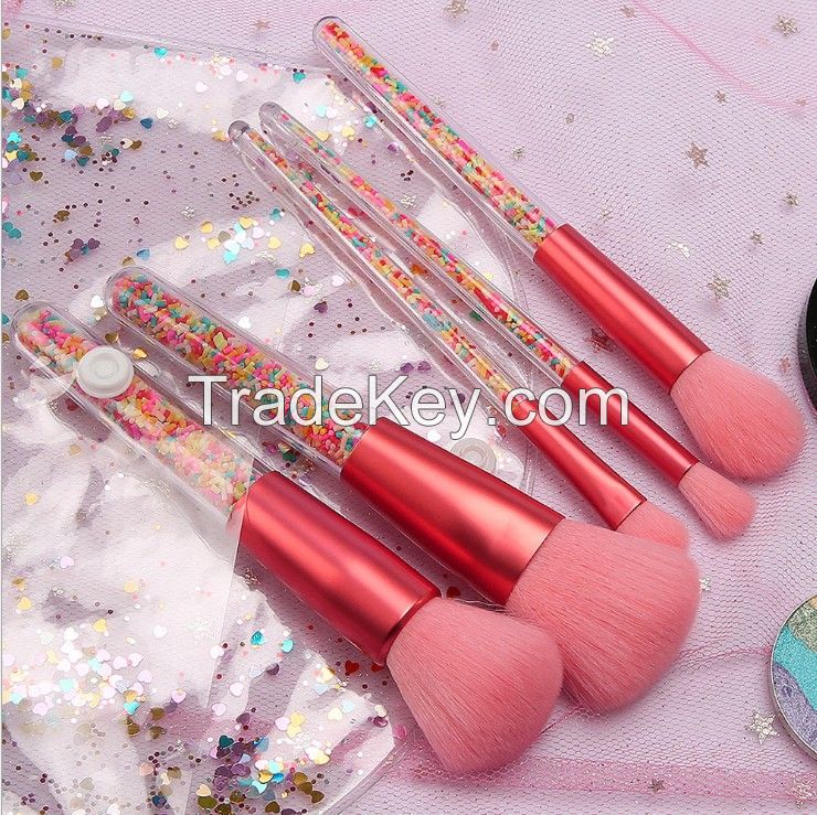 Wholesale Transparent handle Christmas candy makeup brush beauty tool set private label