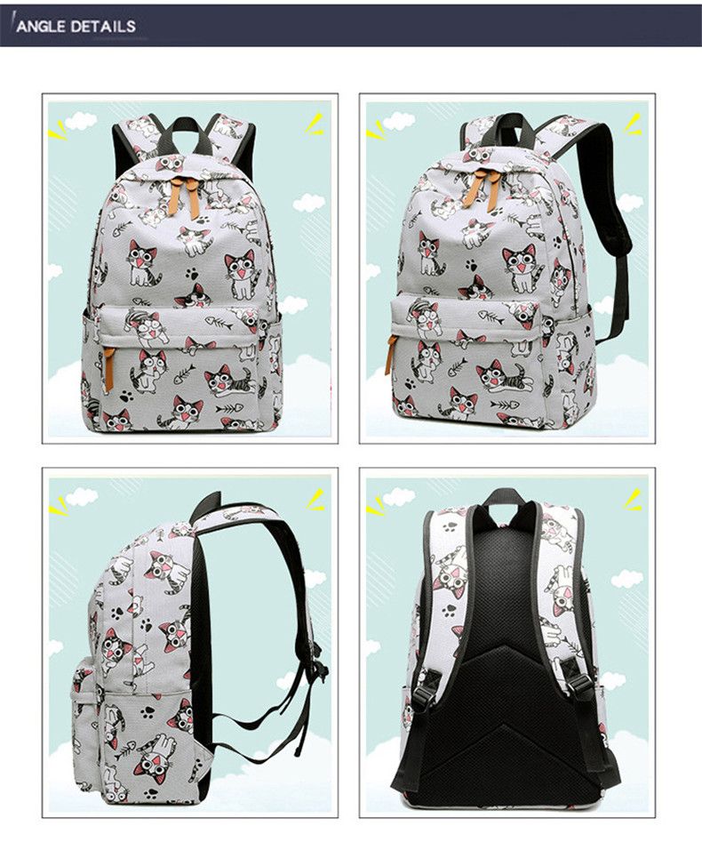 Cute Canvas Women Backpack Kawaii Flamingos Animal Pattern Printing Girl