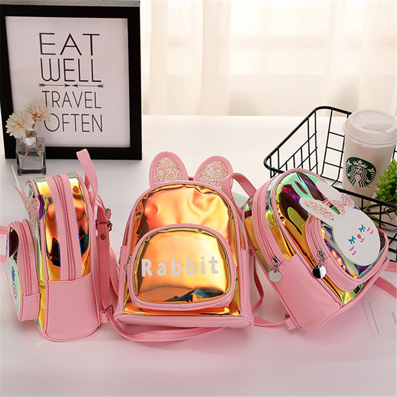 Popular Cute Printing Holographic Pvc Small Mini Backpack School Bag 