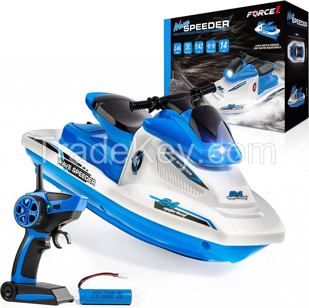 Force1 Wave Speeder RC Boat for Kids - Remote Control Boat 