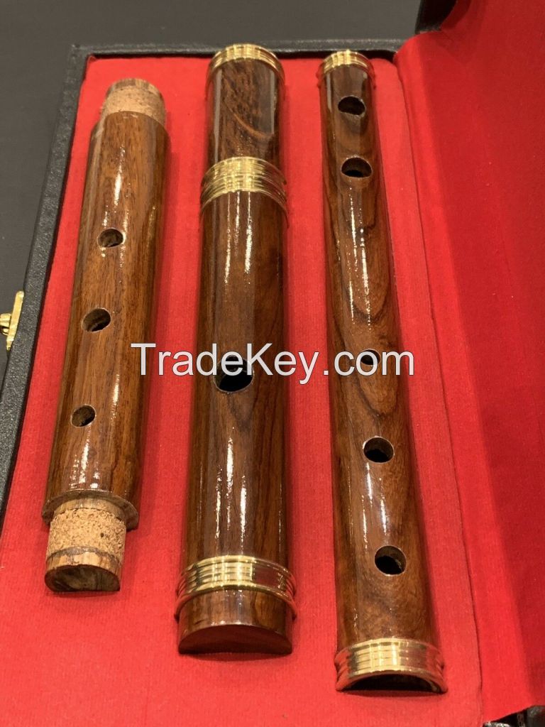 Natural Irish D Flute With 6 Keys Rosewood 4 pcs With Case